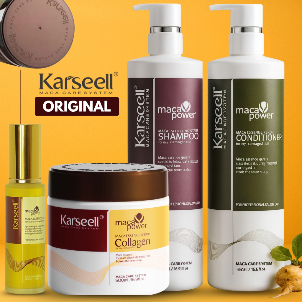 Novo Kit Karseell Máscara Collagen + Shampoo e Condicionador 1Litro +  Oleo Argan Marroquino Tratamento Capilar
