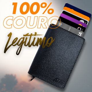 Carteira Masculina Couro Legítimo Porta Cartao Antifurto RFID Minimalista Automatica Vero Luxo ATNI em Oferta na Shopee