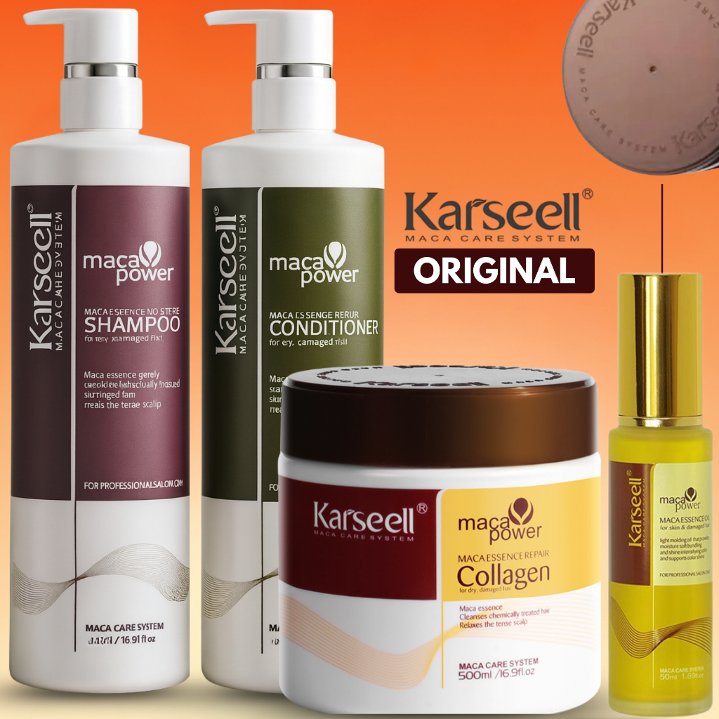 Novo Kit Karseell Shampoo e Condicionador 1Litro + Máscara Collagen + Oleo Argan Marroquino Tratamento Capilar