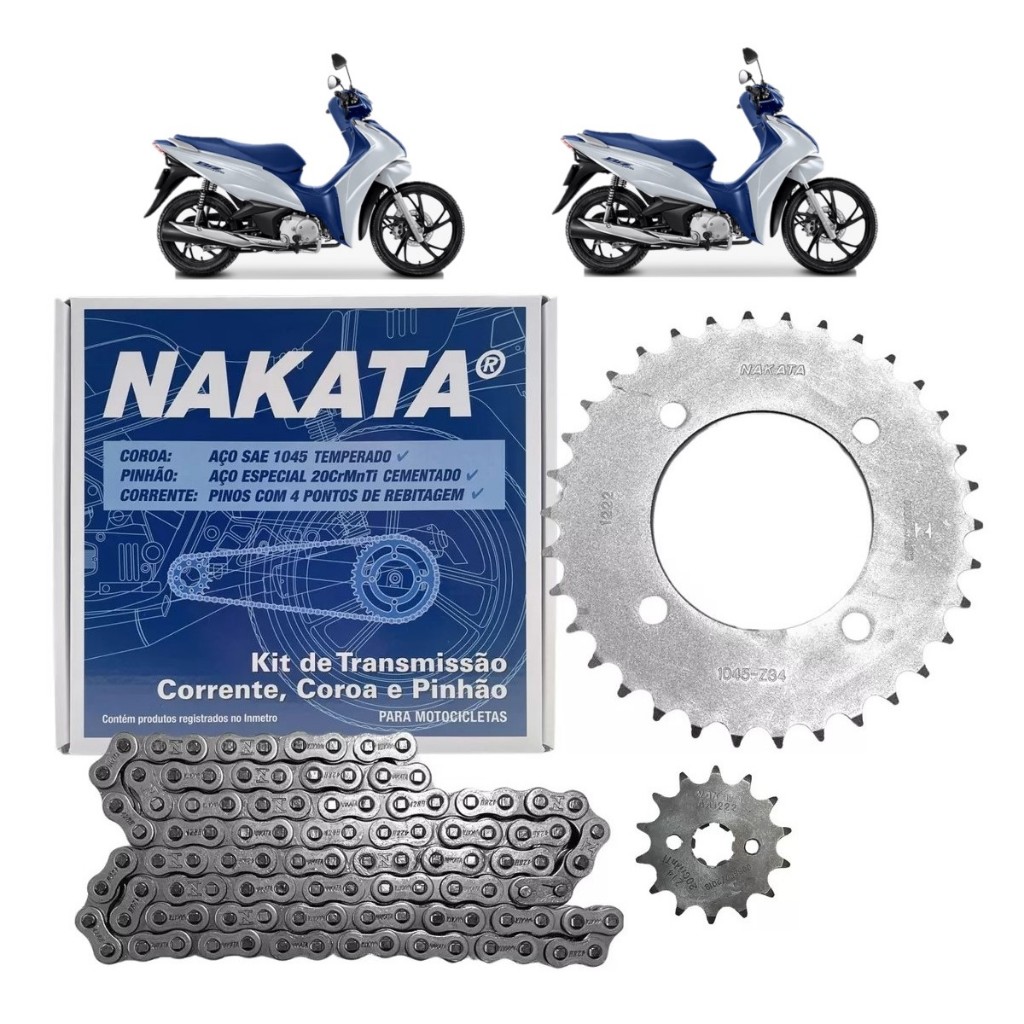 Kit Relação Transmissão Tração Andamento Biz 125 2005 à 2024 Original NAKATA em Oferta na Shopee