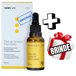 Óleo de Girassol puro Ozonizado Natural Vegano 30ml ozoncare psoríase cicatrizante regenerado ferida