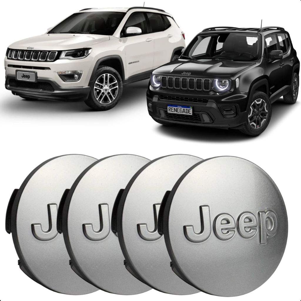 Calota Meio Tampa Centro Roda Jeep Renegade Compass Prata