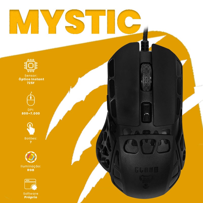 MOUSE MYSTIC GAMER CABO USB 7200DPI PRETO SOFTWARE