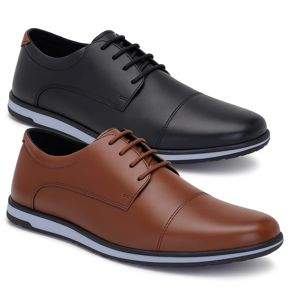 Kit 2 Pares Sapato Masculino Derby Oxford – Social, Elegante e Confortável