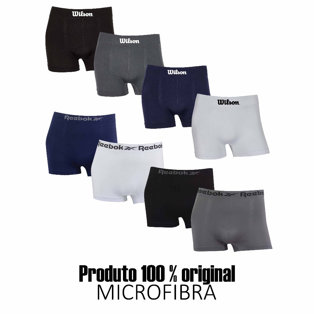 Kit 4 ou 8 cuecas boxer Reebok e Wilson