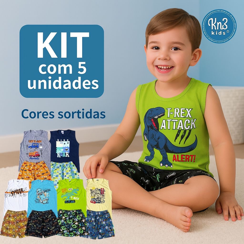 Roupa Infantil Conjunto de Pijama Infantil Juvenil Menino Verão Manga Curta Tamanho 1 ao 14 Barato AtacadO