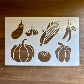 Estêncil vazado Legumes 20x30cm molde stencil pintura artesanato em Oferta na Shopee
