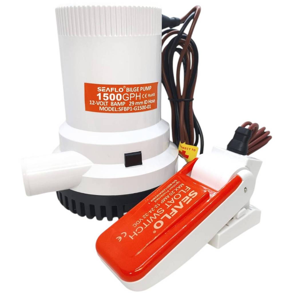 Bomba De Porão 1500 Gph 5678 L/h Seaflo Com Automático 20A Barco Lancha Iate