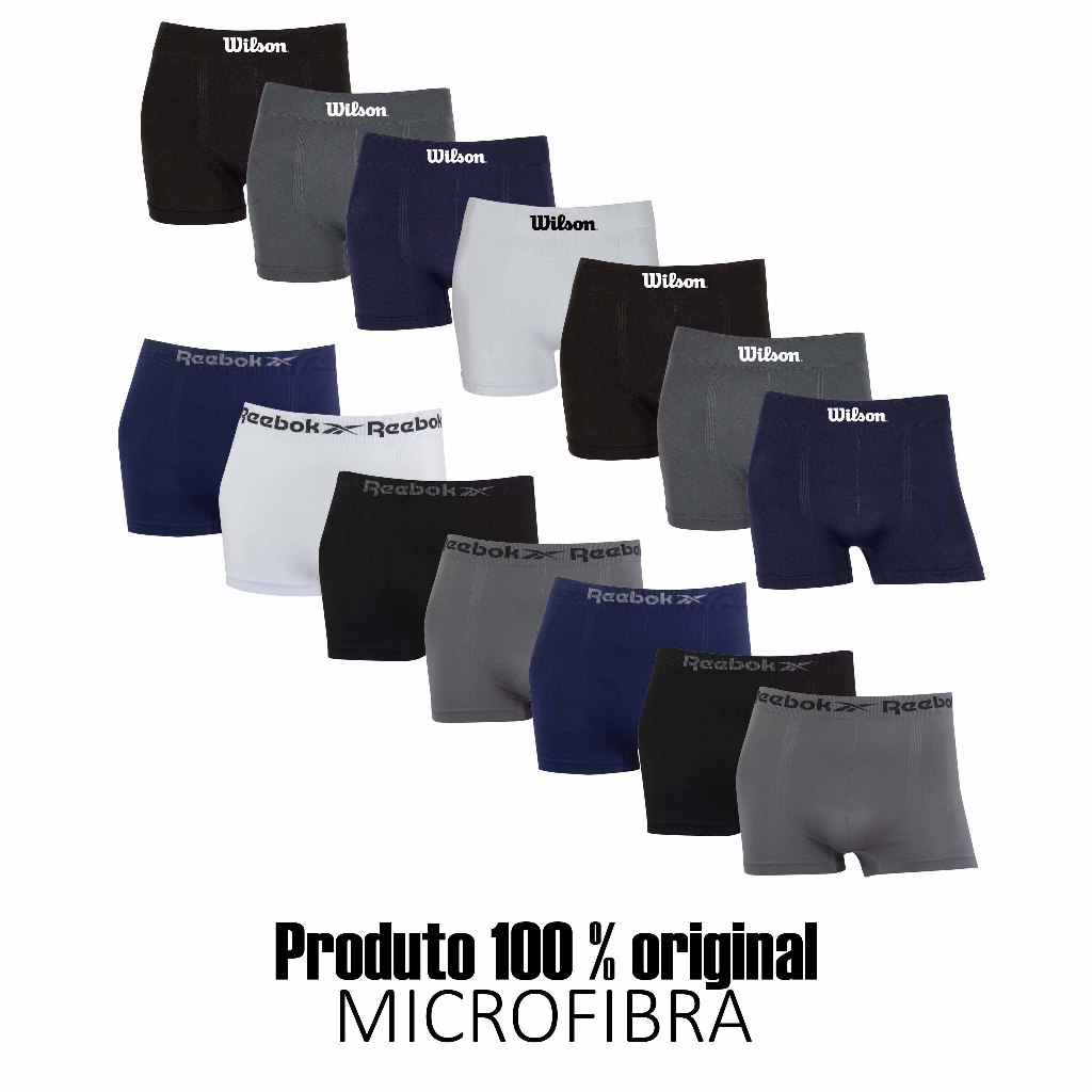 Kit 7 ou 14 cuecas boxer Reebok e Wilson