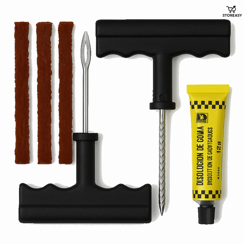 Kit Para Reparo e Remendo De Pneu Moto Carro Sem Câmera Macarrão Pneu 3 Refis
