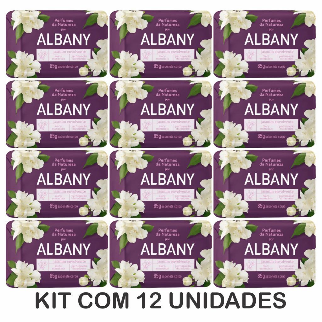 Kit 12 Sabonetes Albany Jasmim Envolvente 85g