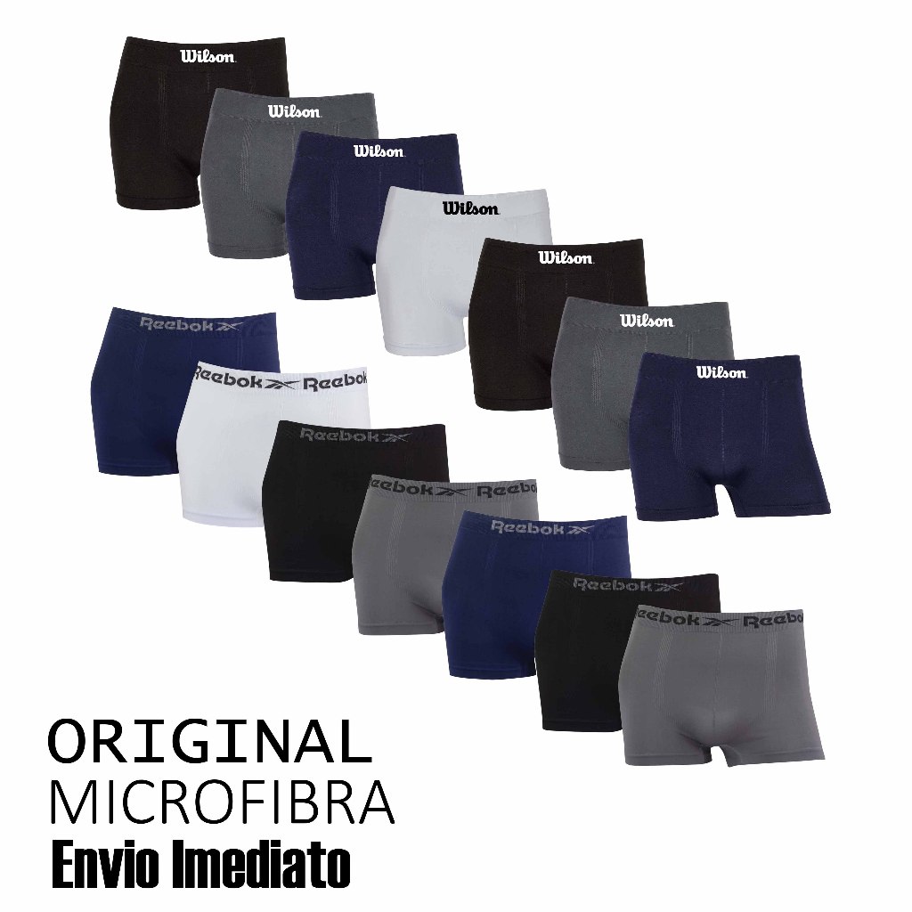 Kit 7 ou 14 cuecas Reebok e Wilson Original Boxer