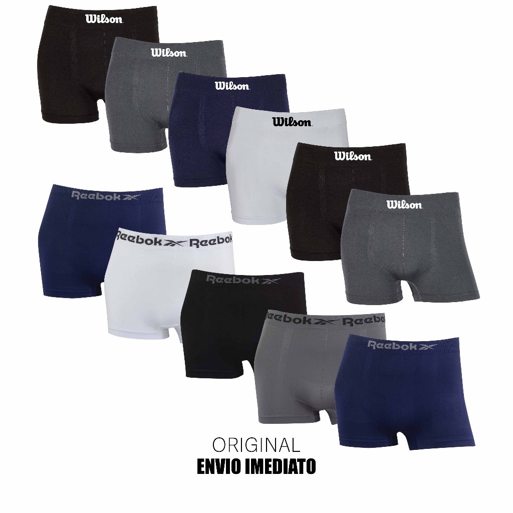 Kit 6 ou 11 cuecas Original Wilson e Reebok boxer microfibra