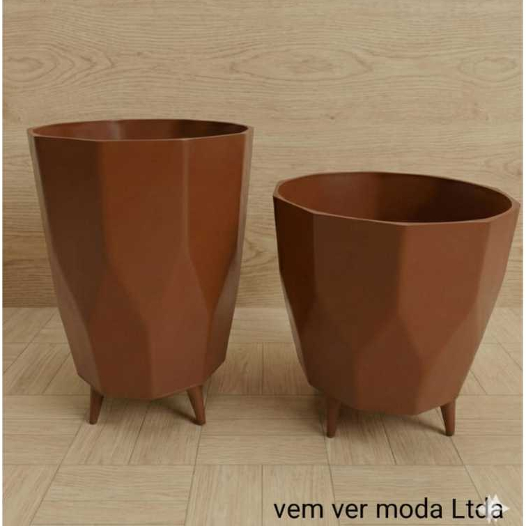 Kit 2 Vasos para Planta Coluna e Bojo Facetado Alto brilho luxo em Oferta na Shopee