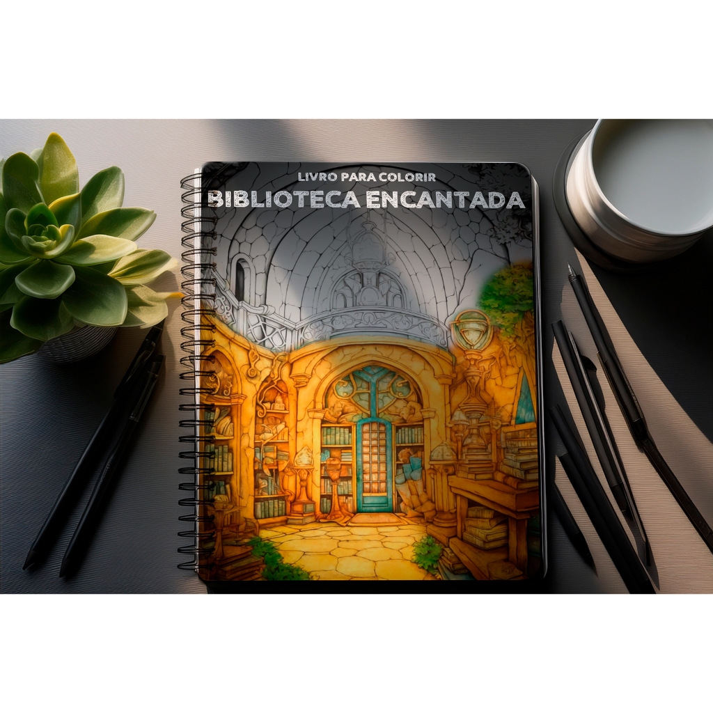 Livro de Colorir Adulto - Bibliotecas Encantadas para Relaxar e Desbloquear Sua Criatividade
