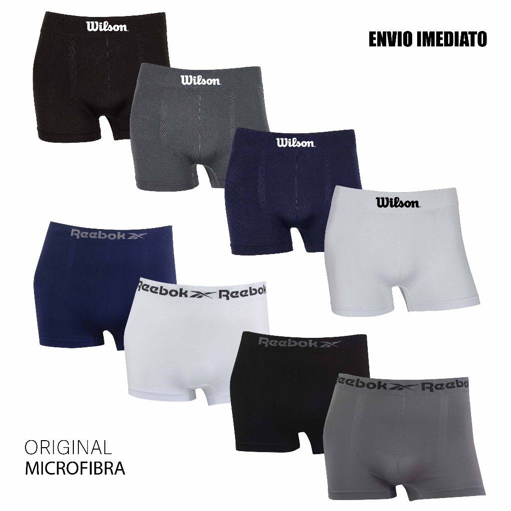 Kit 8 cuecas boxer microfibra Original marca Wilson e Reebok