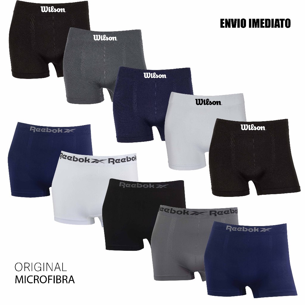 Kit 10 cuecas boxer microfibra Original marca Wilson e Reebok
