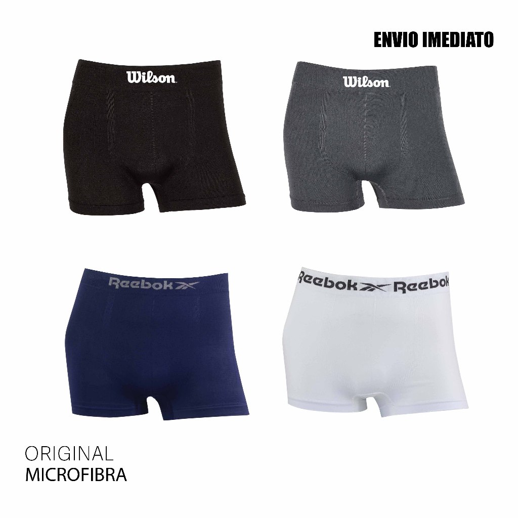 Kit 4 cuecas boxer microfibra Original marca Wilson e Reebok em Oferta na Shopee