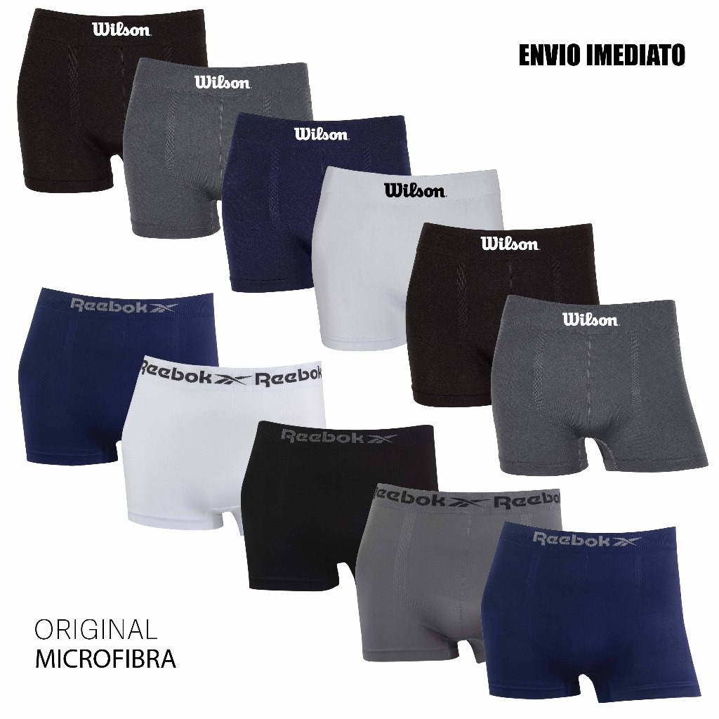 Kit 6 ou 11 cuecas boxer microfibra Original marca Wilson e Reebok