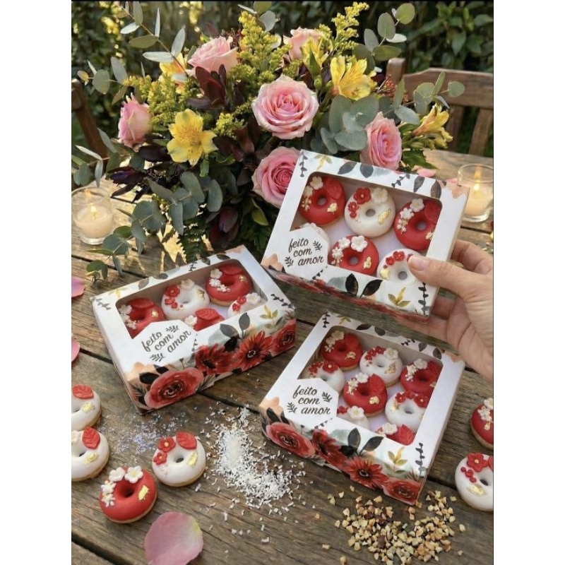 100 caixas para doces com visor brigadeiro caixa donuts doces biscoitos 6/9 e 12 doces em Oferta na Shopee