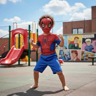 Fantasia Roupa Infantil Homem Aranha Com Mascara De Plastico Spider-man em Oferta na Shopee