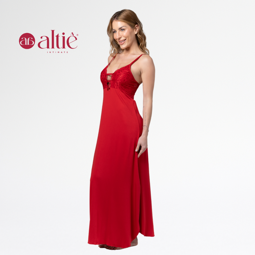 Camisola Renda Sensual Longa Conforto Elegante Feminina em Oferta na Shopee