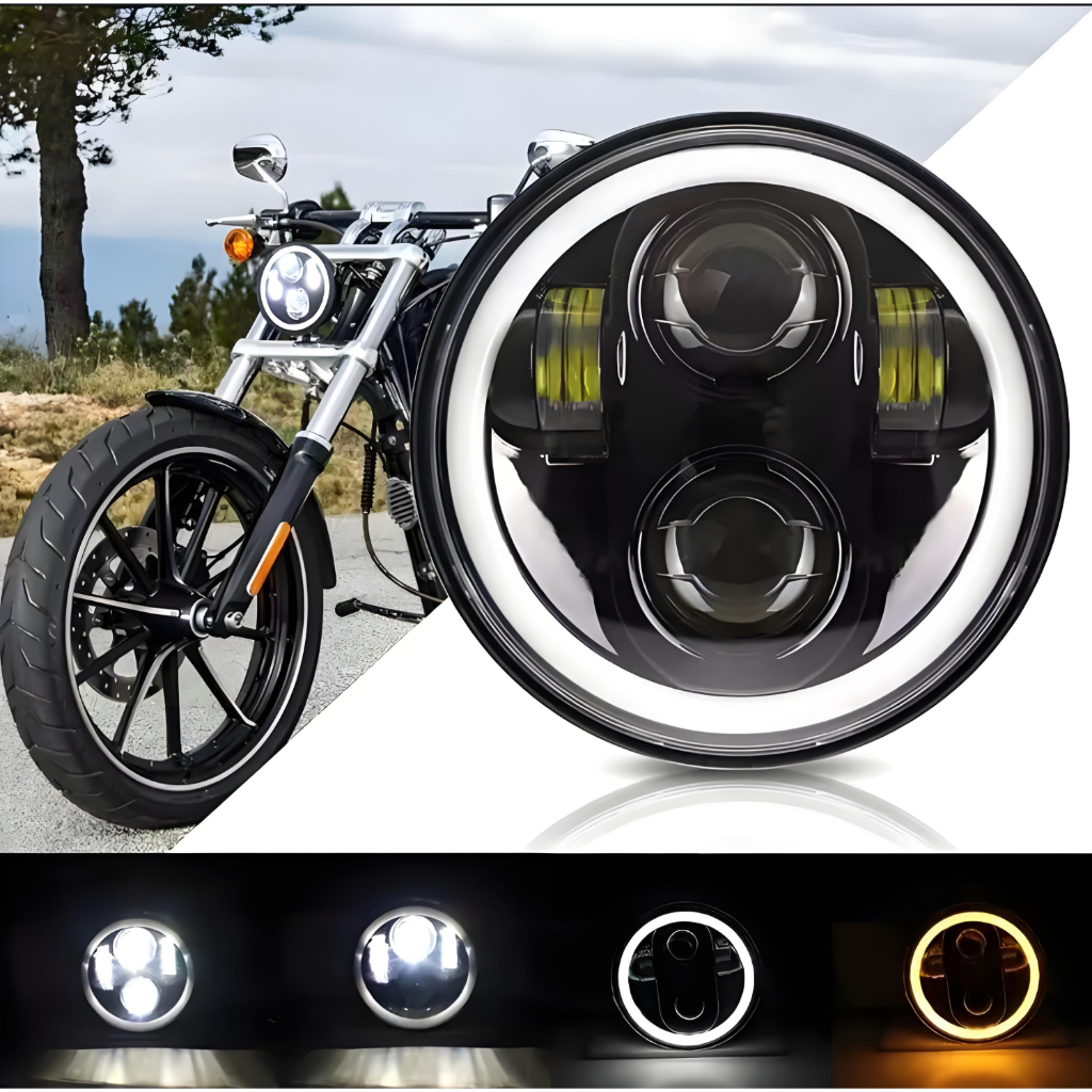 5,75 Polegadas De Leds Redondos De Sinalização De Giro Para Faróis Harley Indian Scout Honda Yamaha V-Star Triumph em Oferta na Shopee