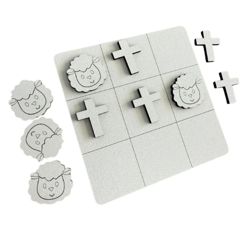 Kit 10/20/30 Unidades Jogos da Velha Lembrancinha Ovelha Páscoa Jesus Cruz MDF Tabuleiro Brinquedo em Oferta na Shopee