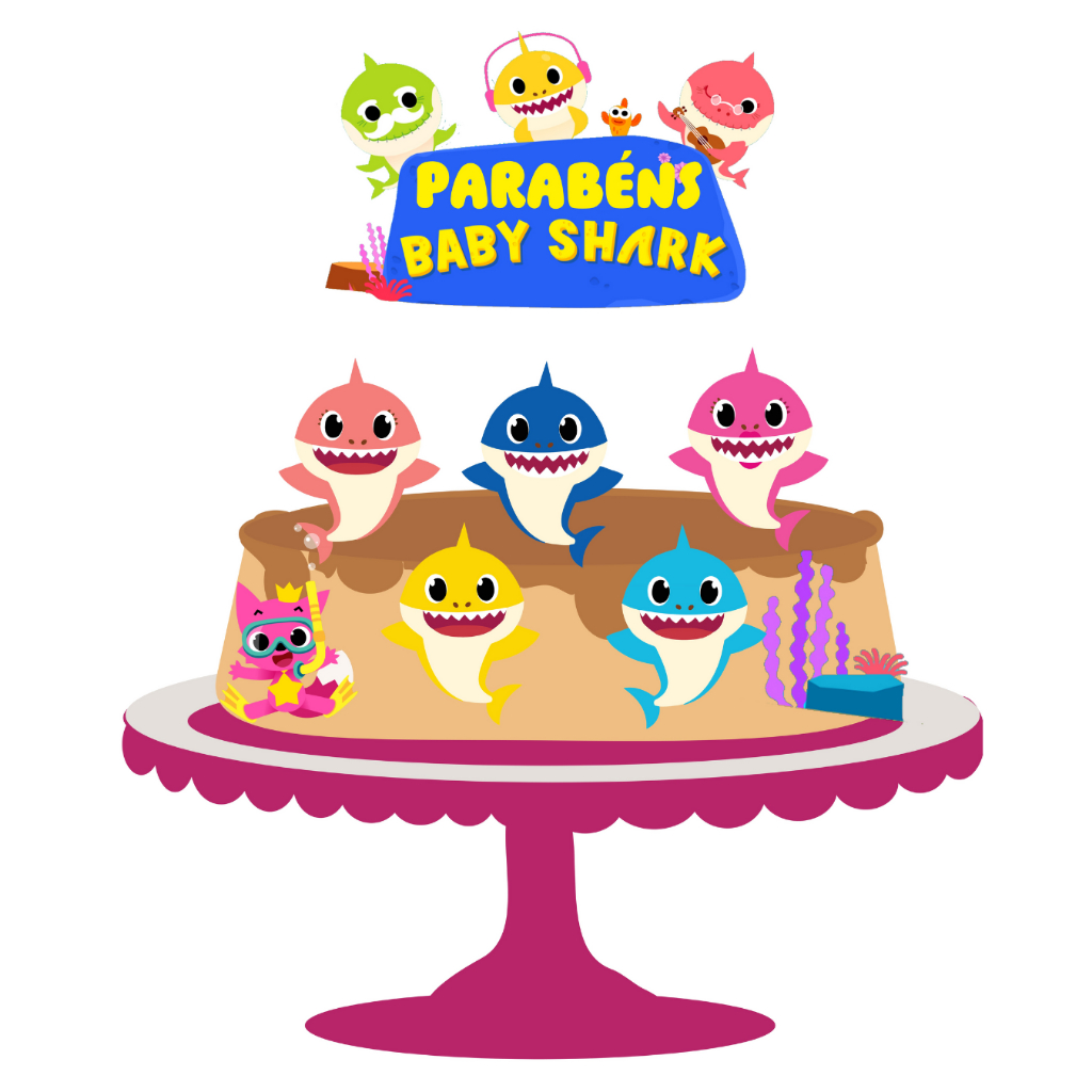 Topo De Bolo Topper Personalizado Nome E Idade BABYSHARK
