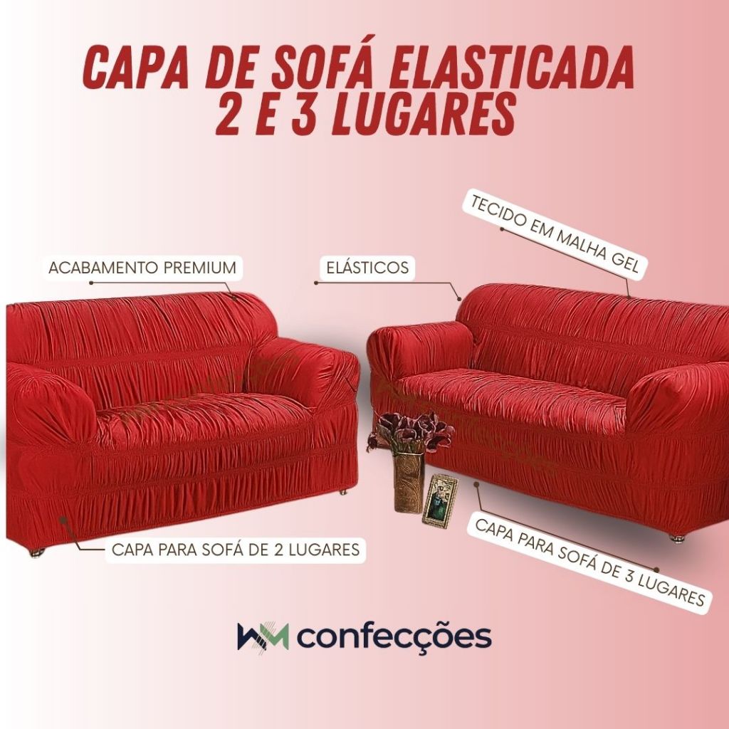 CAPA DE SOFA KING PROTETOR AJUSTAVEL COM 58 ELASTICO GRANDE 2 E 3 LUGARES