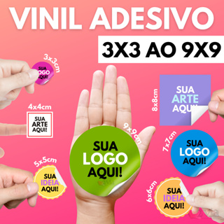 25 a 150 Etiquetas Adesivas Personalizadas Em Vinil Branco 3x3 4x4 5x5 6x6 7x7 8x8 ou 9x9 Cm em Oferta na Shopee