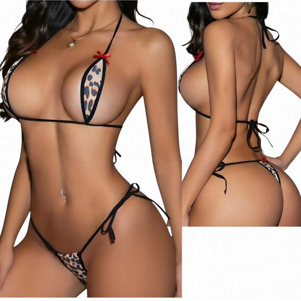 Biquíni feminino micro fio dental moda praia estampa oncinha luxo bronze perfeito 3083 em Oferta na Shopee