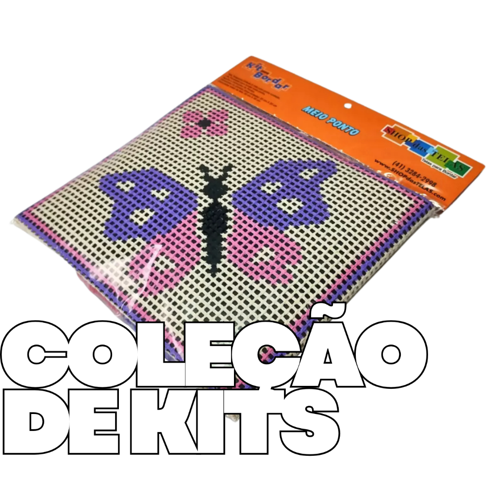 Kit Completo Iniciante para Bordar Tela + Lãs + Agulha + Manual Meio Ponto  Tapeçaria SHOPdasTELAS