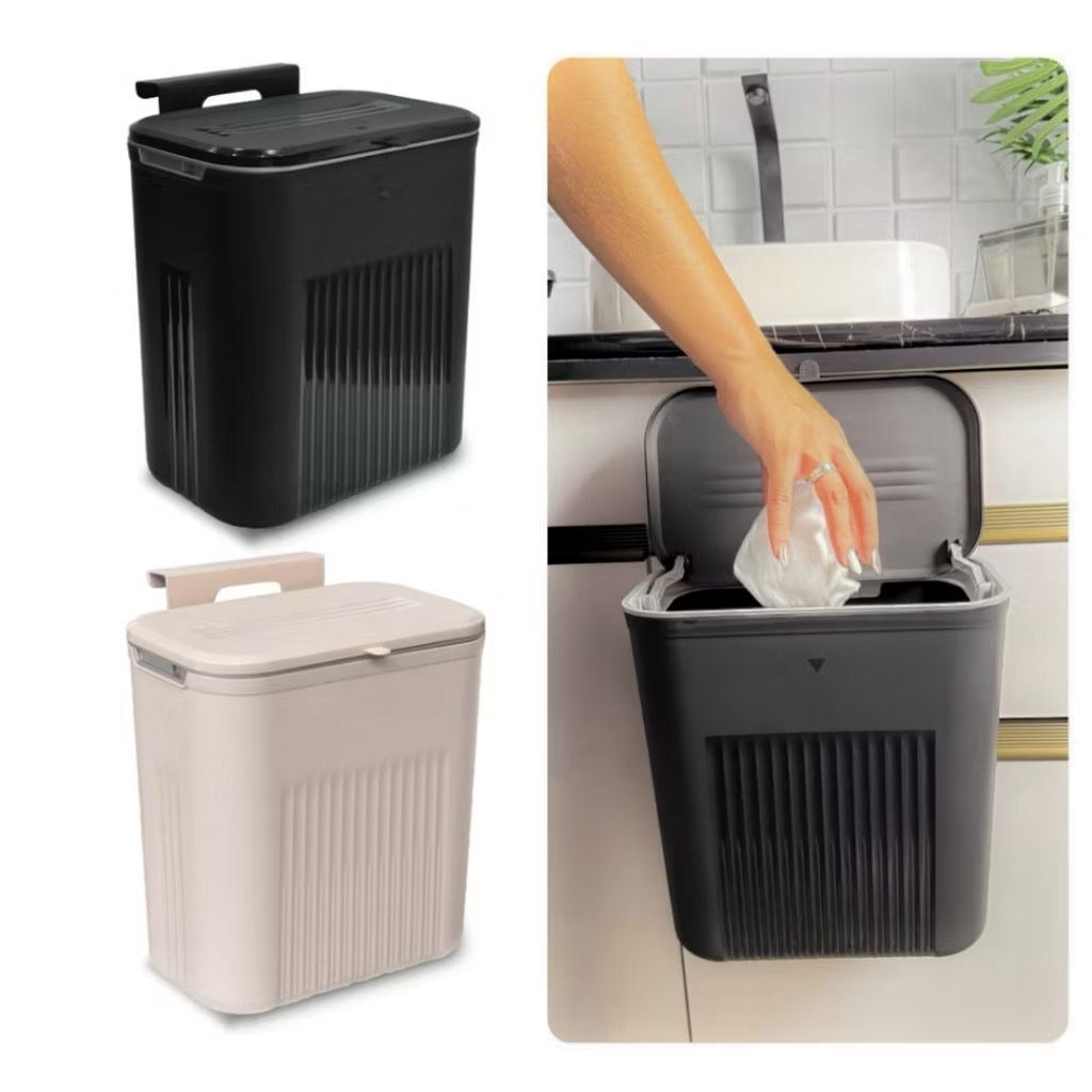 Lixeira Suspensa Cesto de Lixo 09 Litros  SEM FURAR Rose Preta Banheiro Cozinha Escritório Quarto em Oferta na Shopee