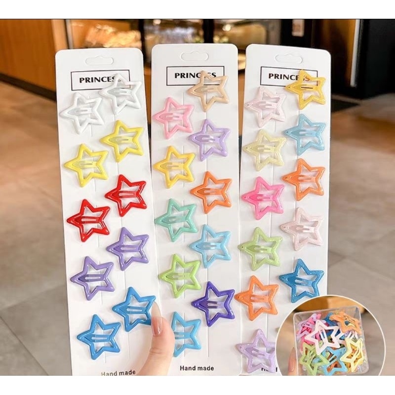 10 Peças De Grampos De Cabelo Com Estrela Oca De Cores Mistas , Acessórios Doces E Fofos  Cor  aleatoriamente em Oferta na Shopee