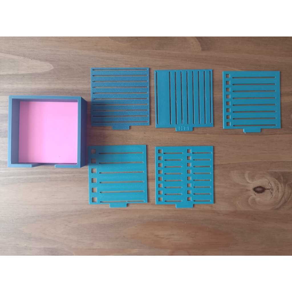 Porta Post it com gabaritos-  réguas - Porta Bloco de Notas