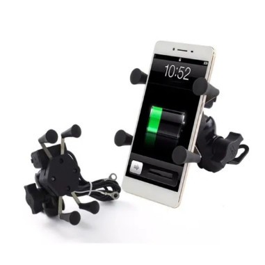Suporte Garra Para Celular Moto Universal Com Carregador Usb De FERRO em Oferta na Shopee