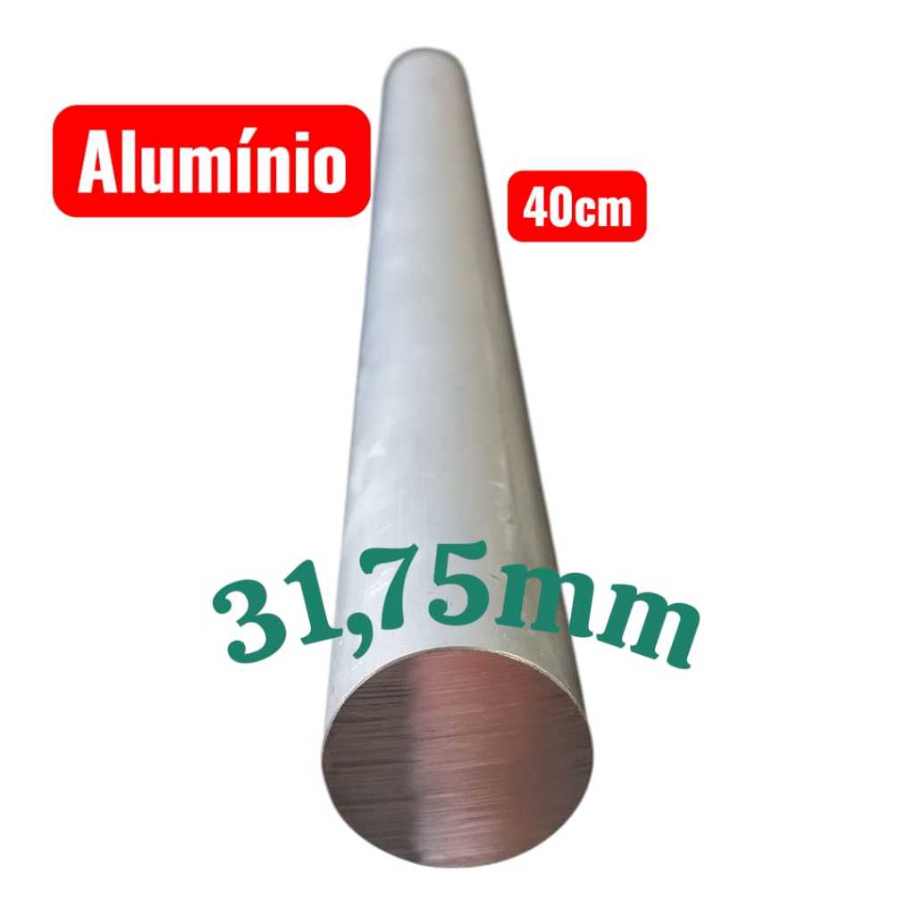 Tarugo de alumínio maciço, redondo 31,75 de diâmetro, 40cm de comprimento.