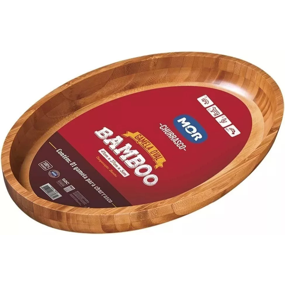 Gamela Oval Bamboo Mor Churrasco Multifuncional 33x23 Petisqueira Saladeira Mor