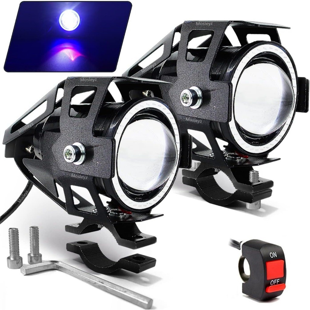 Kit 2 Farol De Milha Grande De Led U7 Com Olho De Anjo Botão Interruptor Brinde em Oferta na Shopee