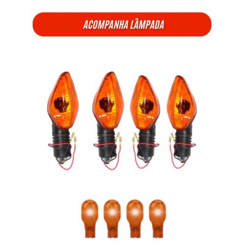 Kit 4 Pisca Seta de Moto Nxr Bros 150/160 Titan Cg 150 Titan 160 Fan 125 Titan 160 Cbx Twister AMBAR