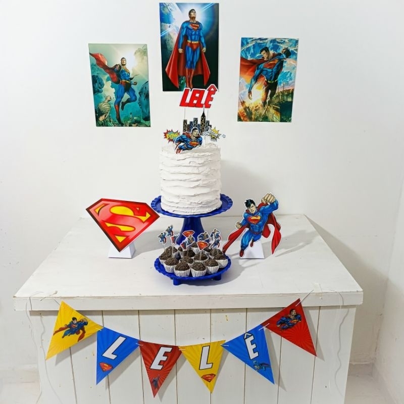 Kit Festa Super Homem Personalizado Só Um Bolinho Festa em Casa Aniversário Infantil adulto  Mesversário lembrancinhas