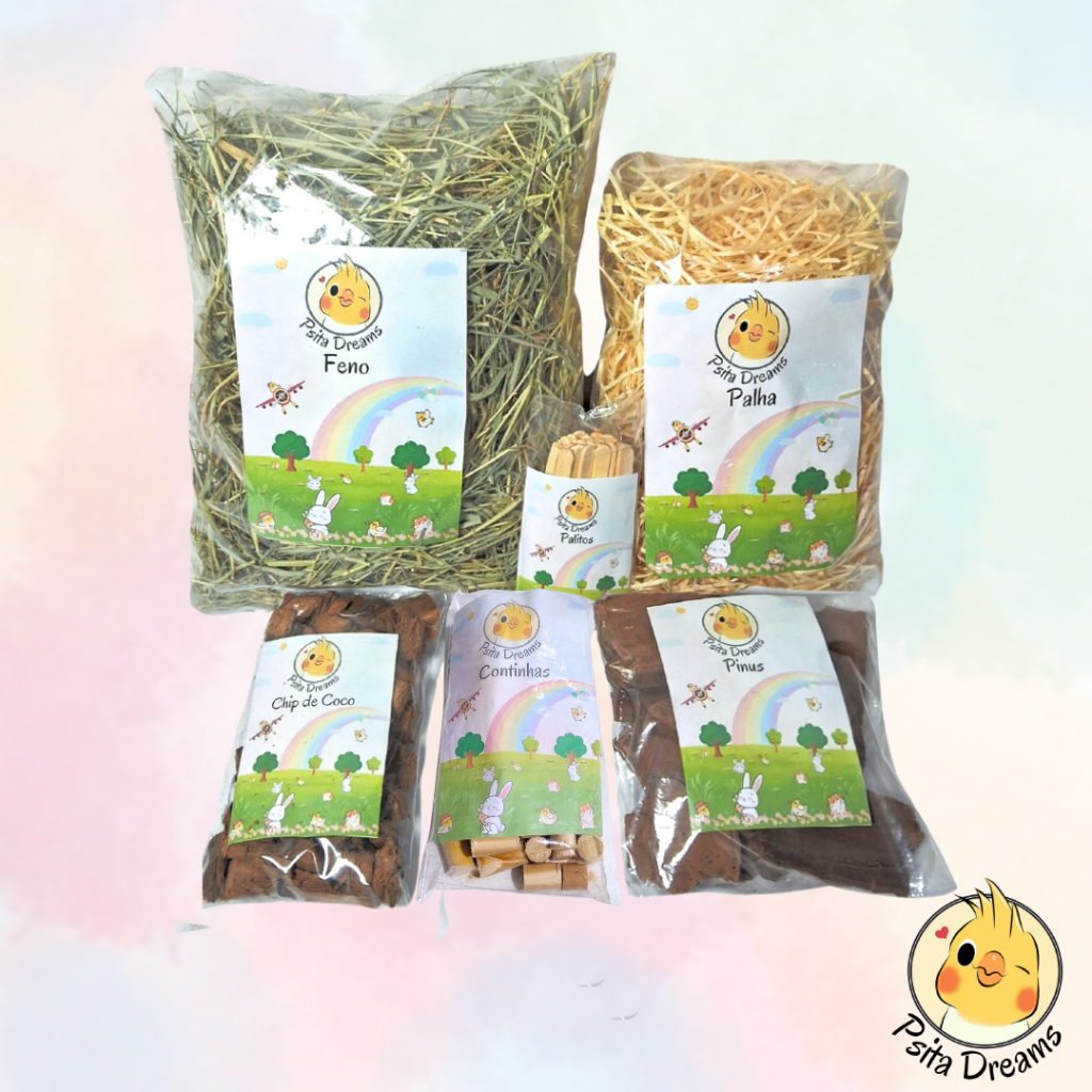 Kit de Forrageamento Calopsita, Periquito, Hamster, Coelho, Porquinho da Índia, Roedores, Aves