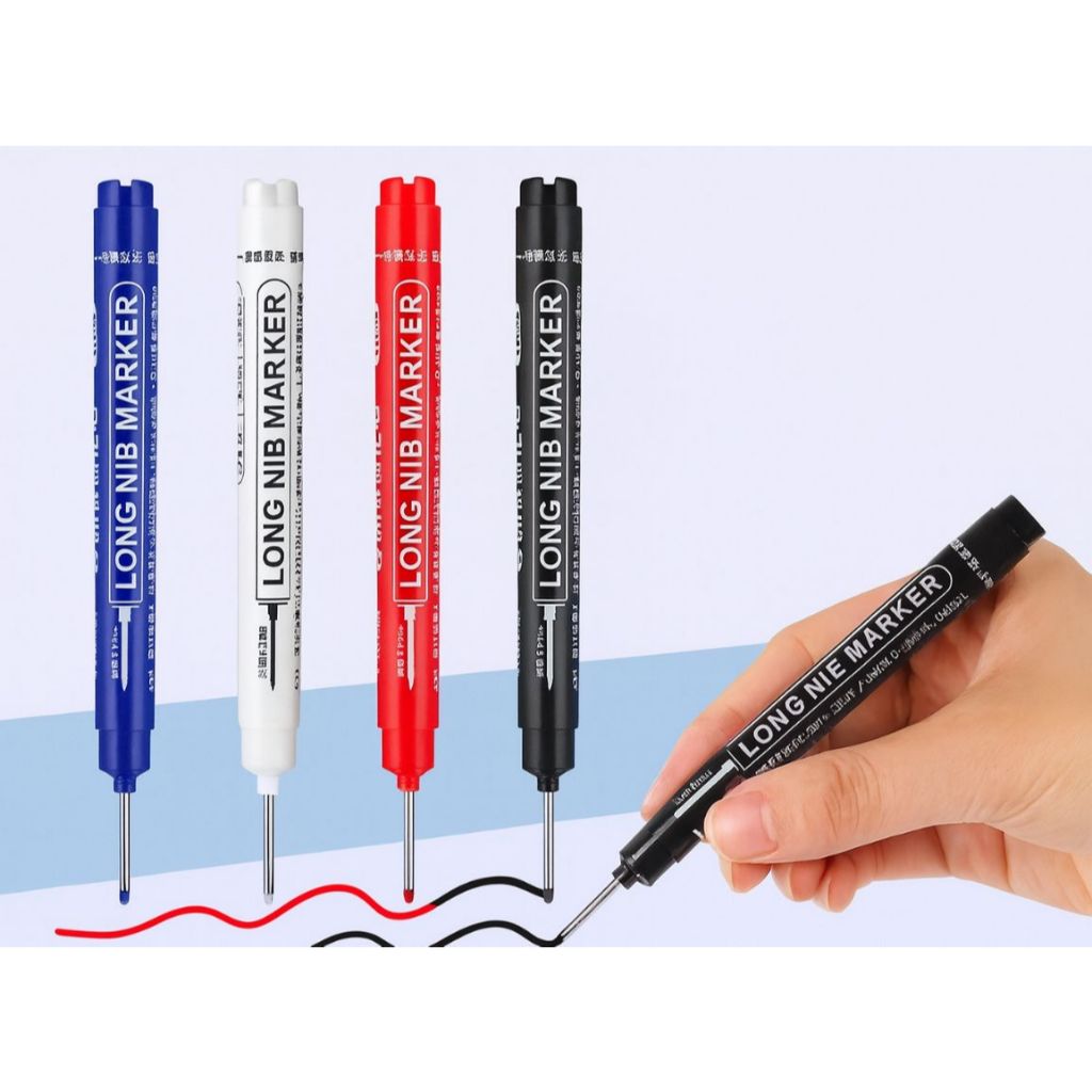 Kit Caneta Canetão Ponta Longa Grande Marca Furo na Parede Marceneiro Vidraceiro em Oferta na Shopee