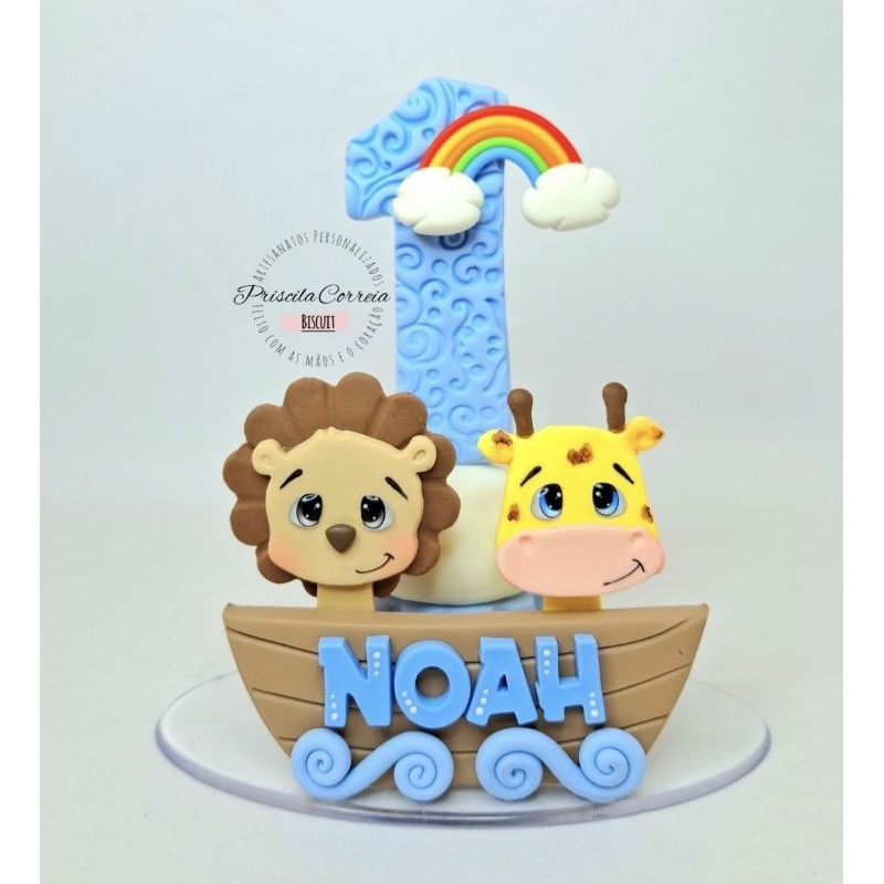 Vela de Aniversário em Biscuit Arca de Noé