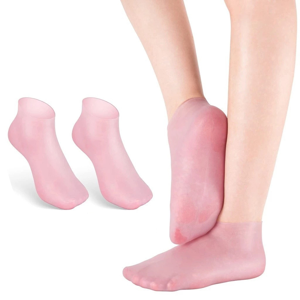 2 Pares Meias De Silicone Para O Cuidado Dos Pés Gel Hidratante Anti-Rachaduras Removedor De Pele Morta