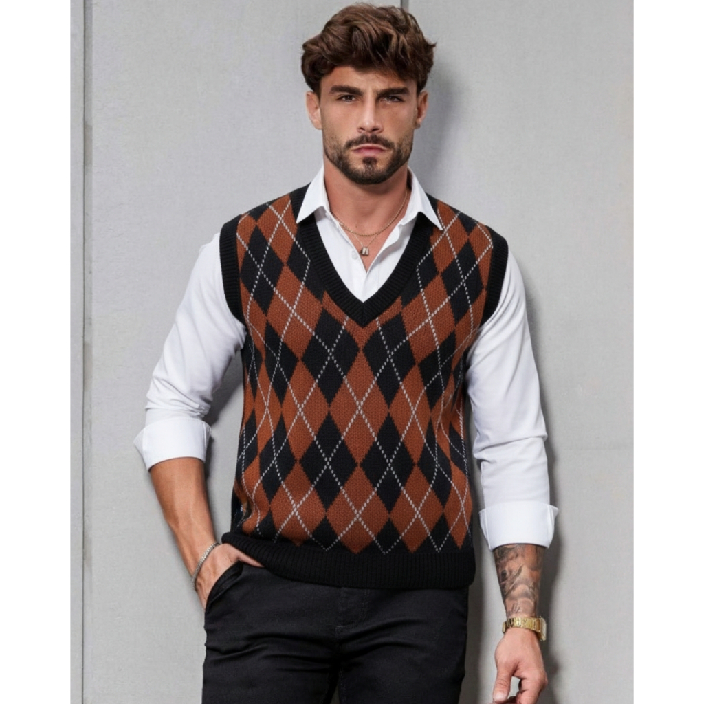 Colete Tricot Unissex Colete Masculino Tricot Colete Feminino Tricot Xadrez