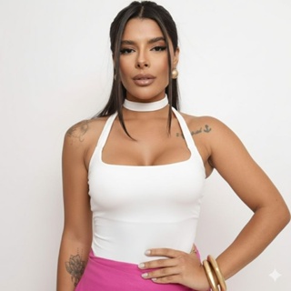 Blusa Feminina Cropped de Alcinha com Amarração Versátil Top Halter Suplex Verão com Forro Envio Imediato em Oferta na Shopee