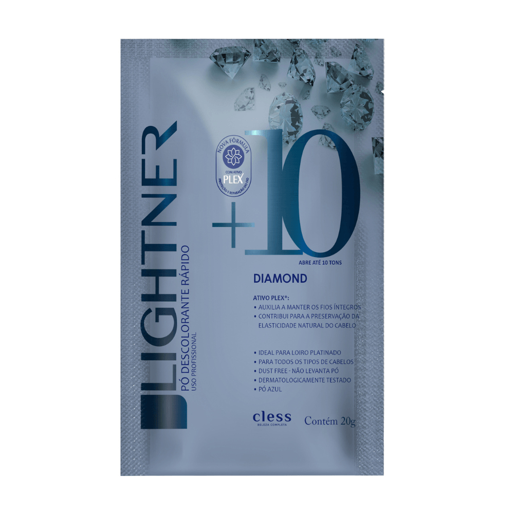 Pó Descolorante Diamond Cless Lightner 20g Clareamento Rápido e Uniforme Abre Até 8 Tons