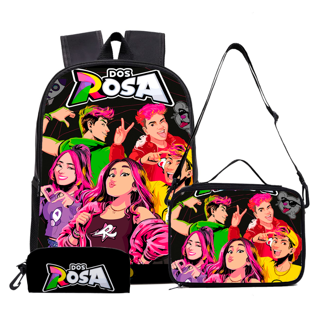 Kit Escolar Mochila + Lancheira Térmica Ombro + Estojo Modelo Dos Rosa em Oferta na Shopee